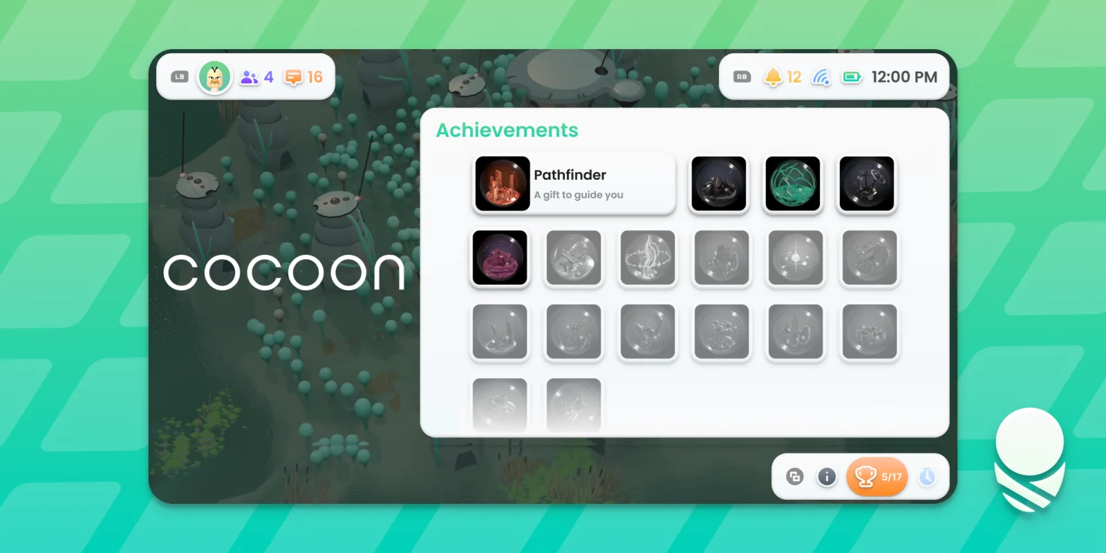 Steam achievements and completion progress in Cocoon