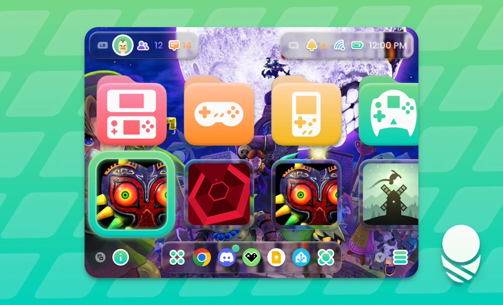 Cocoon home screen using the experimental Glass surface material