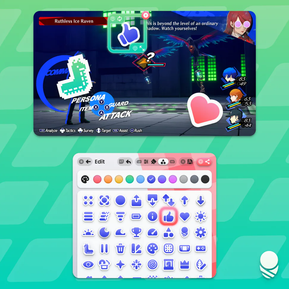 Adding stickers to a capture in Picnic