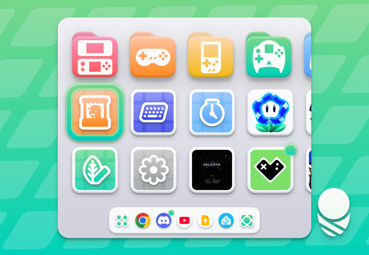 Pod and settings shortcuts on the Cocoon home screen