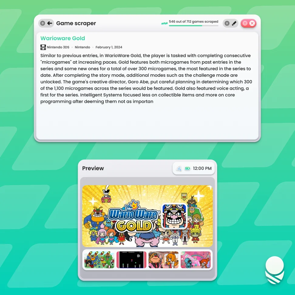 Cocoon scraping WarioWare Gold with live metadata and artwork previews