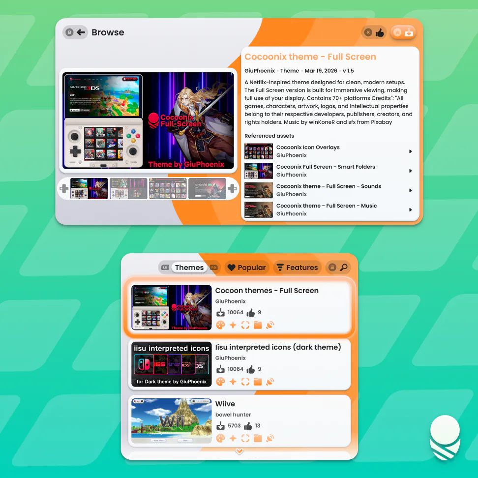 Browsing and previewing a theme in Silk Pod